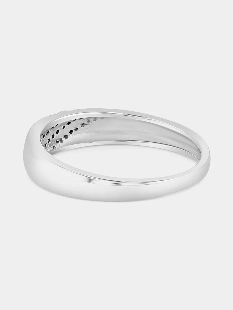 Sterling Silver Cubic Zirconia Diagonal Pavé Ring