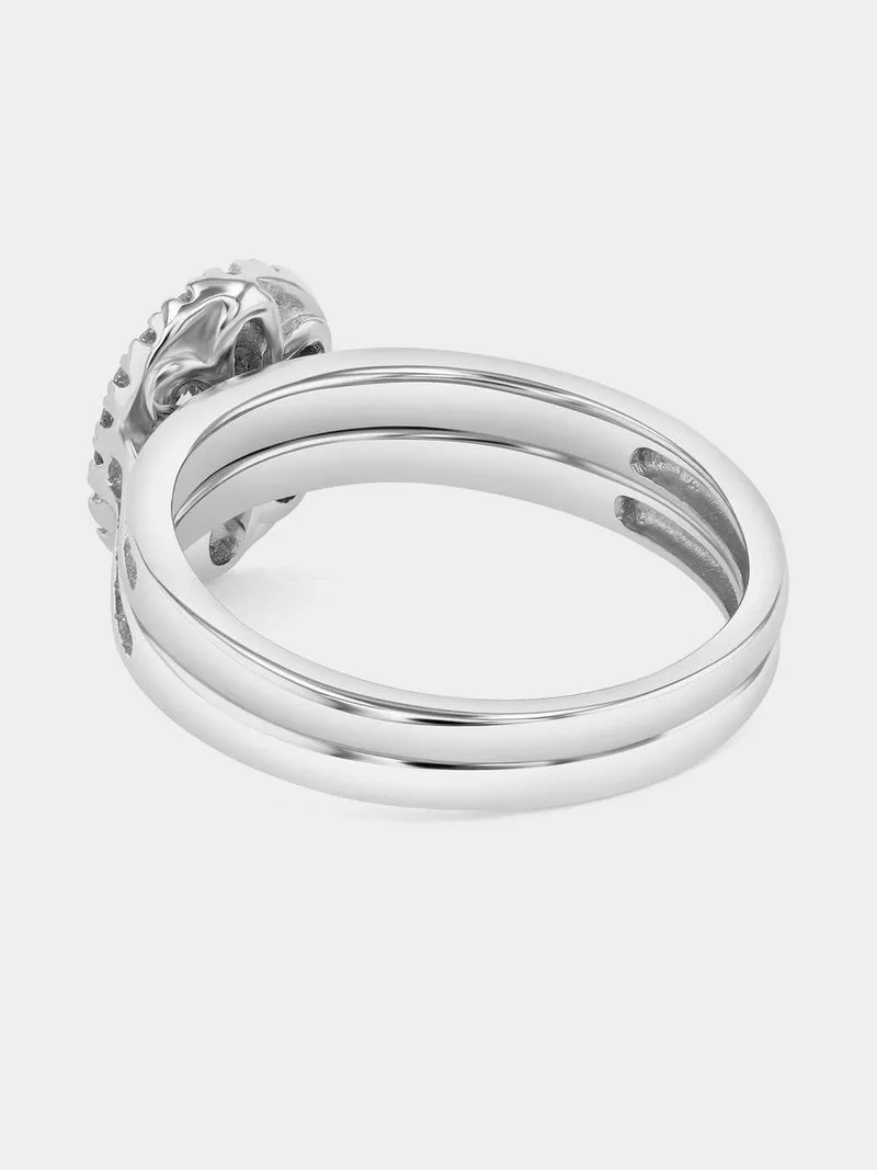 White Gold 0.4ct Lab Grown Diamond Oval Halo Twinset Ring