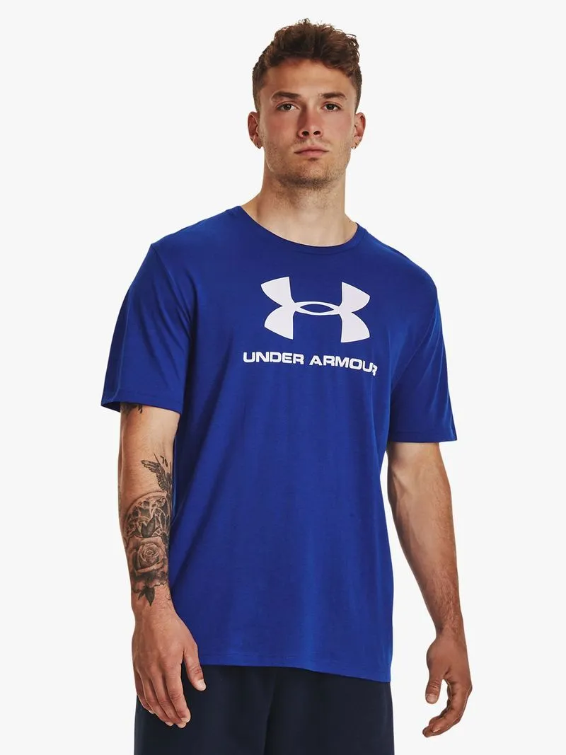 Mens Under Armour Sportsyle Logo Short Sleeve Blue Tee