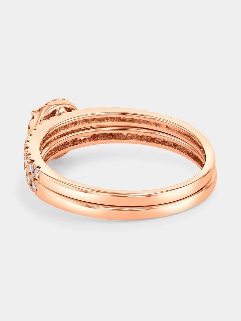 Rose Gold 1ct Lab Grown Diamond Round Halo Twinset Ring