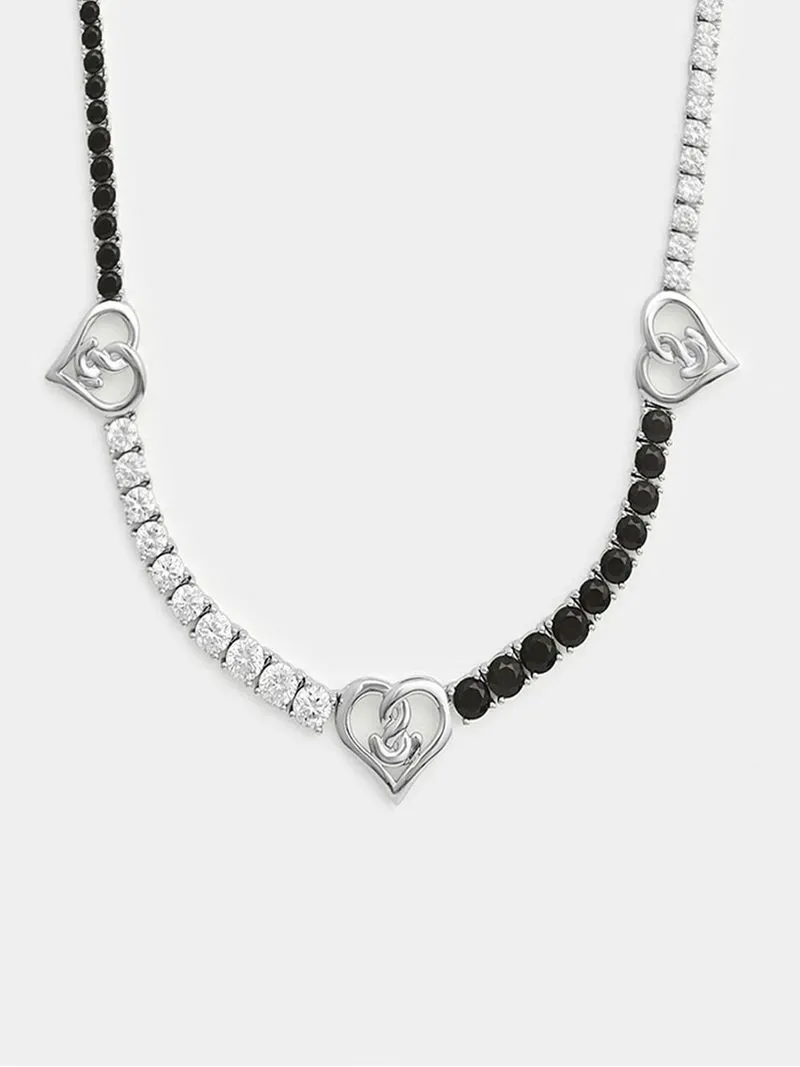 Gert Johan Coetzee Sterling Silver 10ct Black Spinel Love Generation Love Knot Tennis Necklace