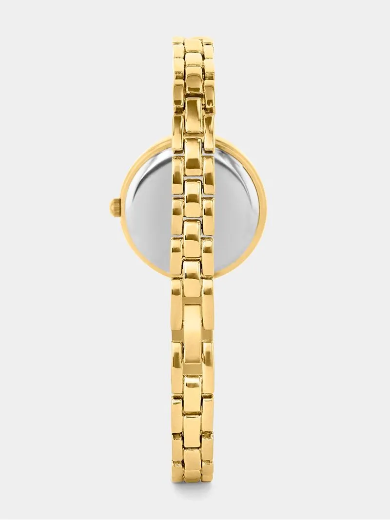 Tempo Women’s Gold Plated Silver Dial Bangle Watch