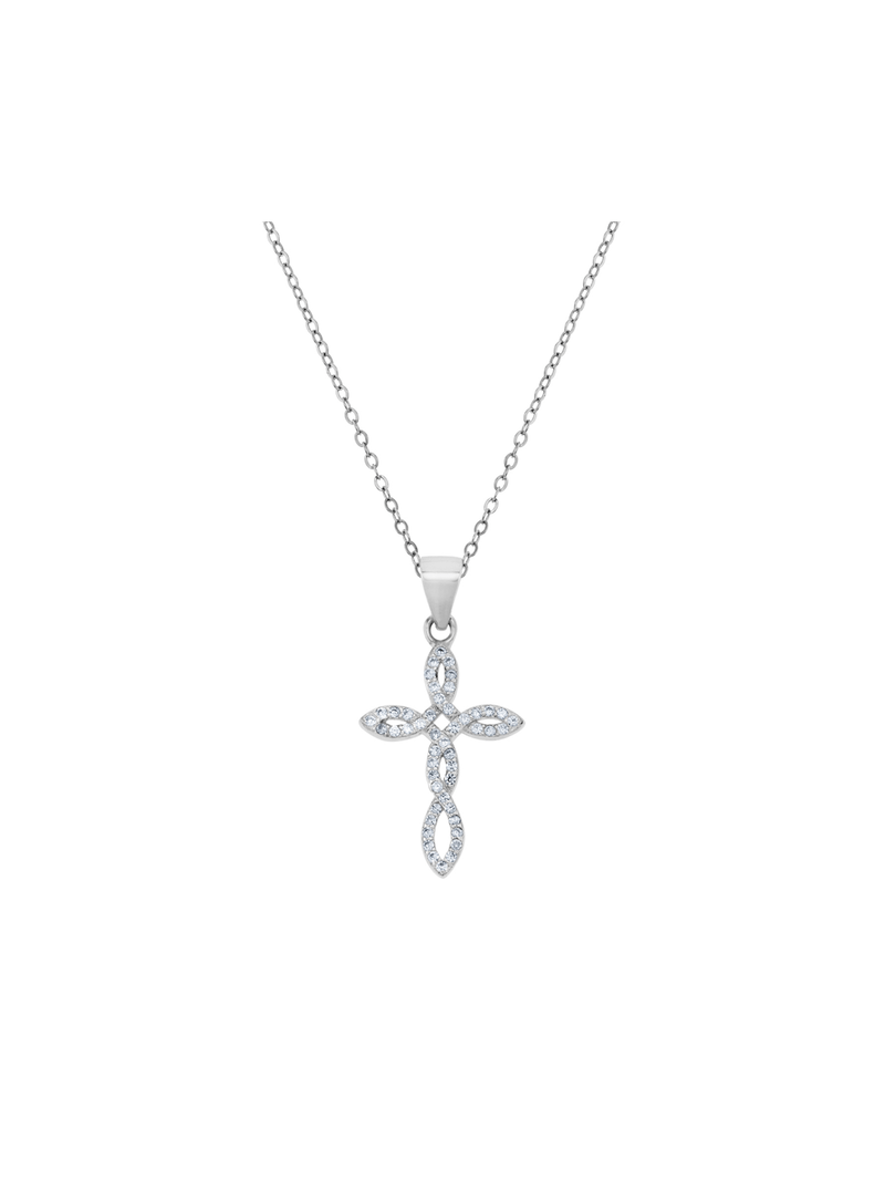 Sterling Silver Cubic Zirconia Infinity Cross Pendant