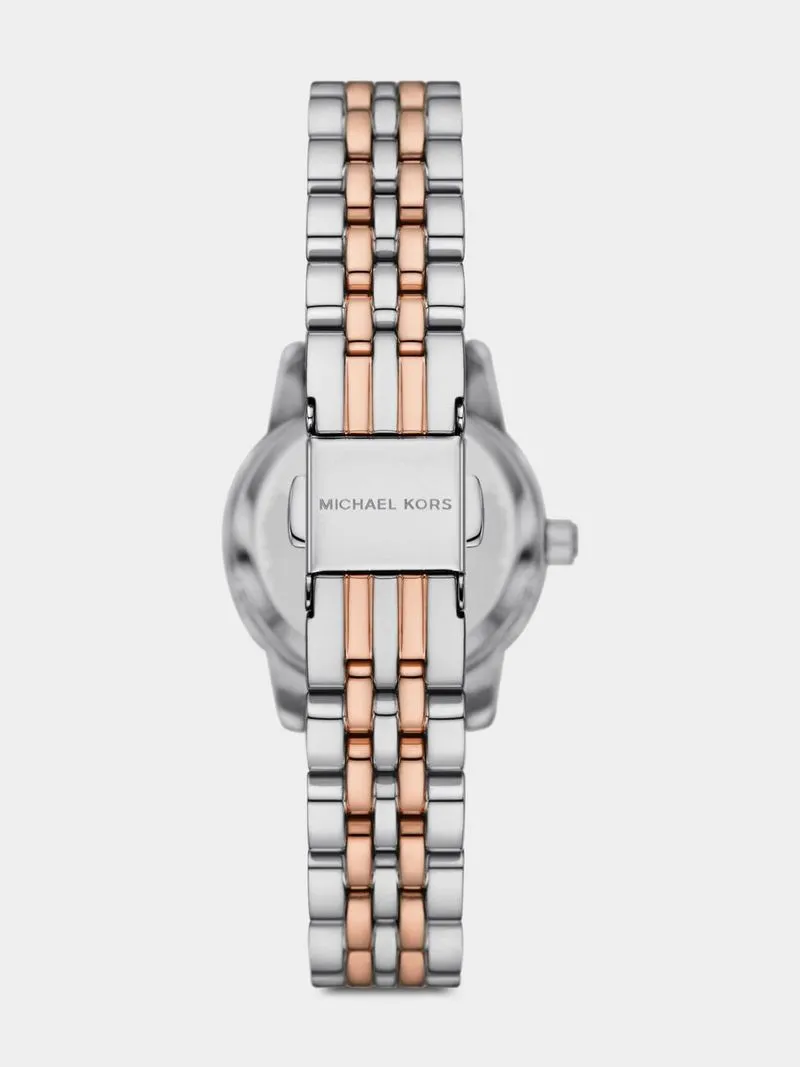 Michael Kors Lexington Silver & Rose Plated Watch & Bracelet Set
