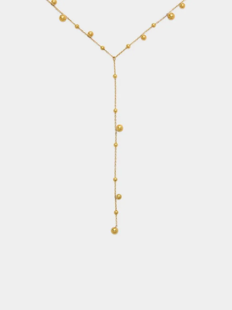 Stainless Steel 18ct Gold Plated Waterproof Scattered Beads Y-Necklace