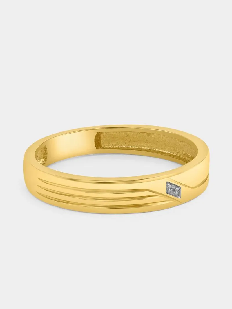 Yellow Gold Earth Grown Diamond Diagonal Design Ring