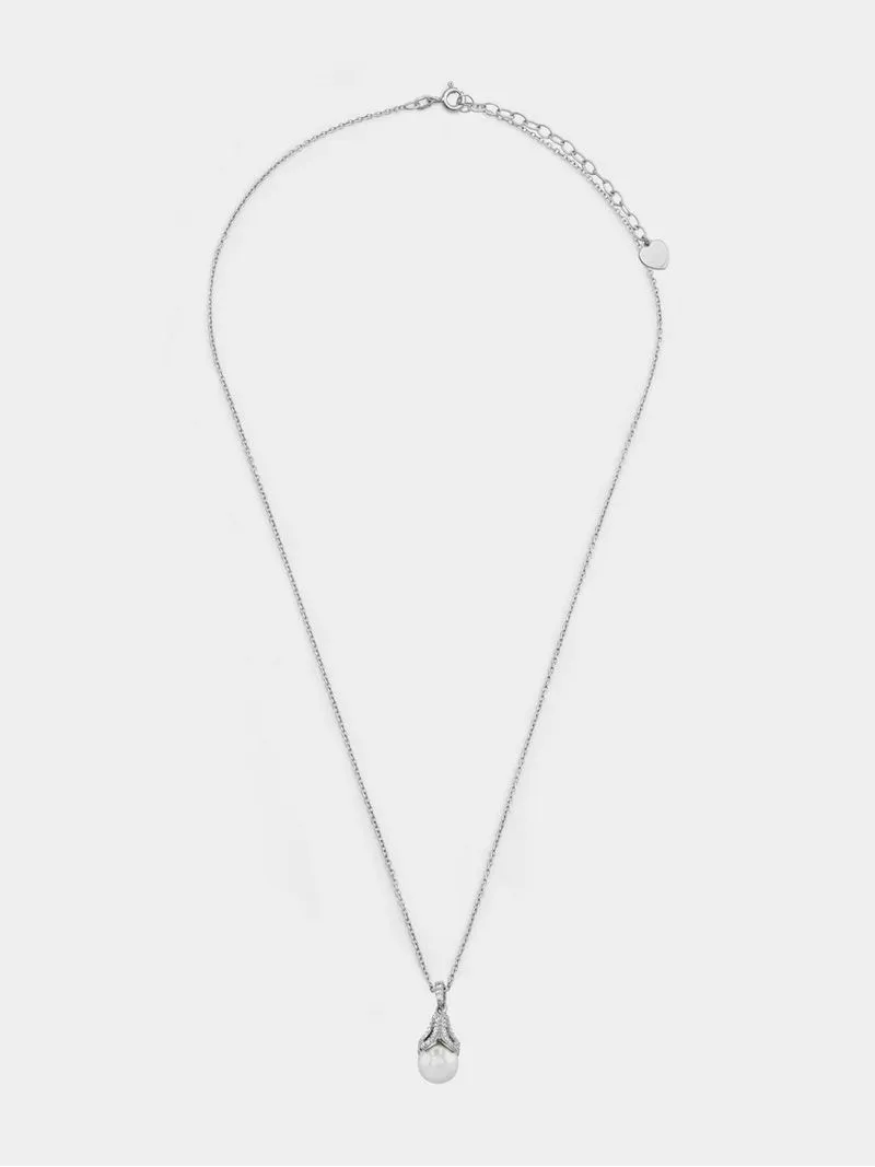 Cheté Sterling Silver Pearl & Cubic Zirconia Women’s Fairy Pendant