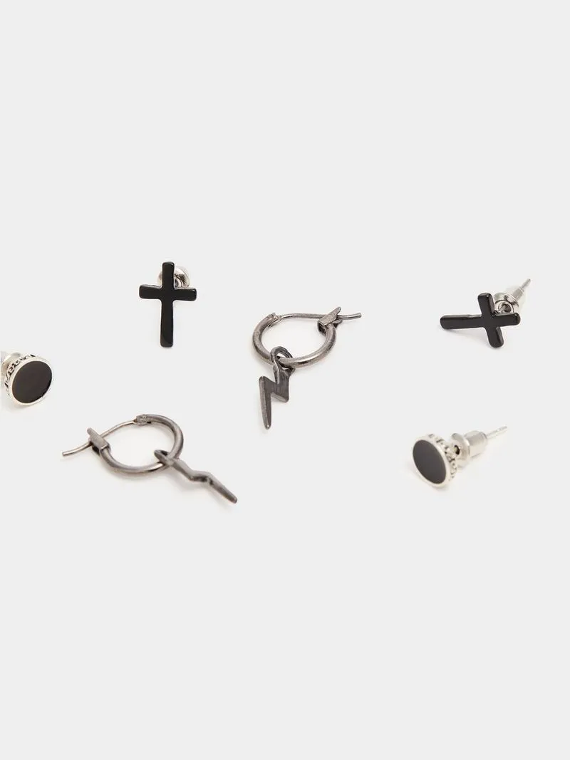 Men's Markham Lightning Strike and Cross Earring Pack