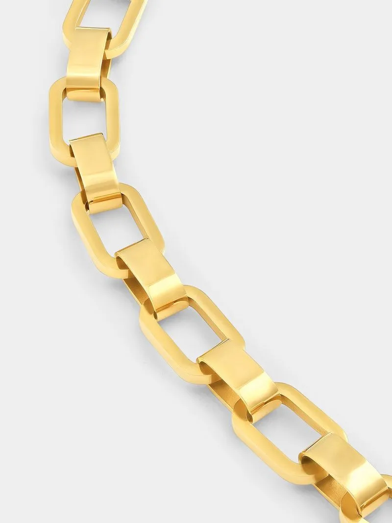 Tempo Jewellery Gold Plated Stainless Steel Chunky Link T-Bar Bracelet