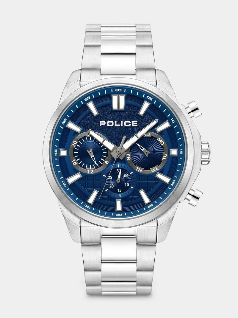Police Rangy Stainless Steel Blue Dial Chronographic Bracelet Watch