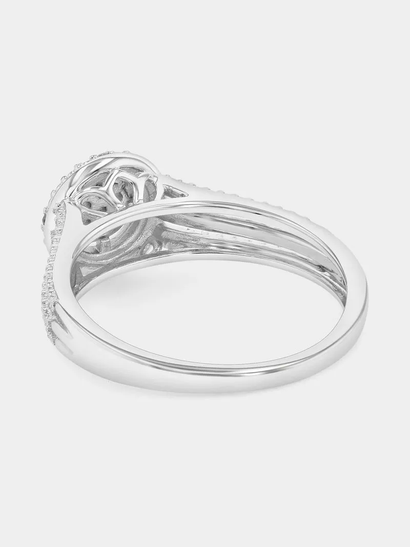 Sterling Silver Lab Grown Diamond Round Halo Ring