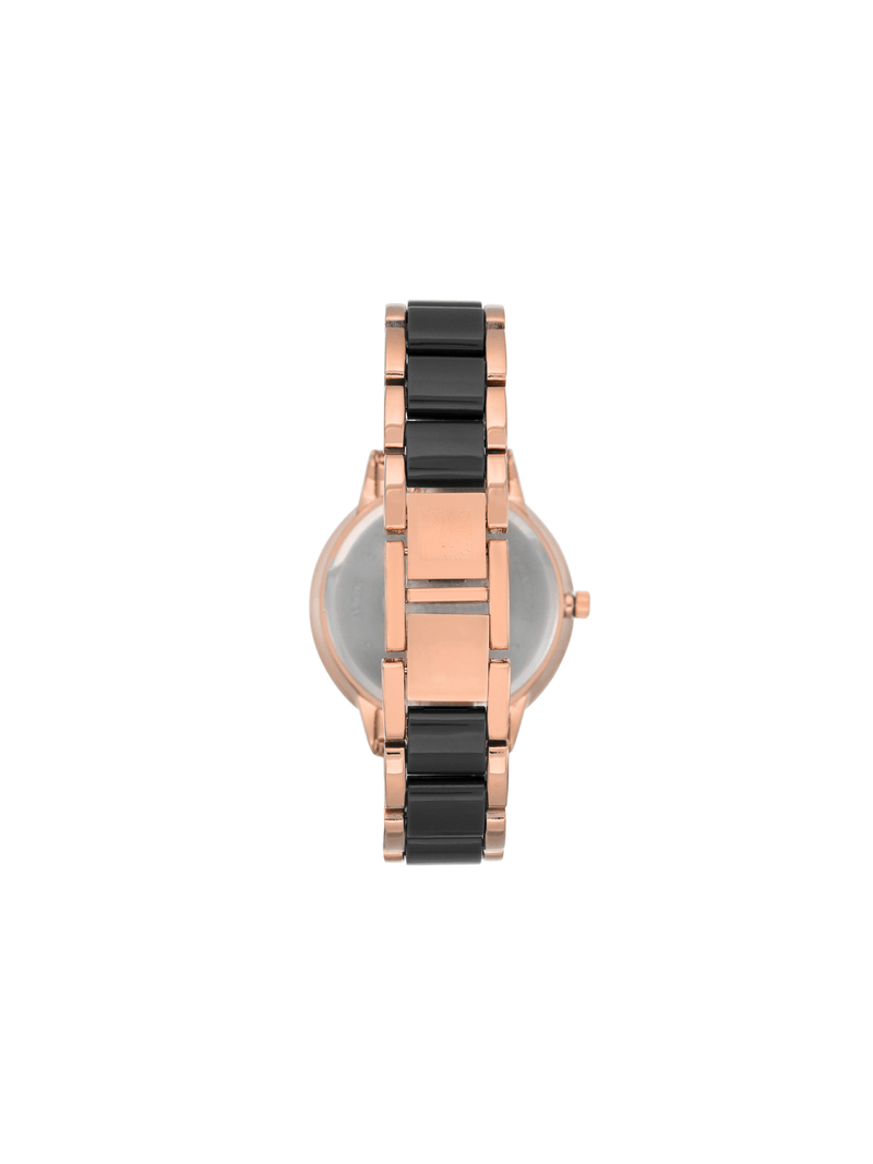 Anne Klein Black Resin & Rose-Tone Bracelet Ladies Watch