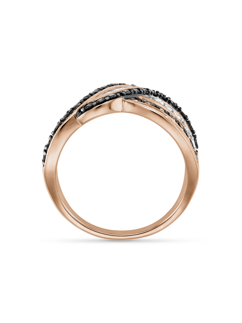 Rose Gold White & Champagne Diamond Twisted Ring