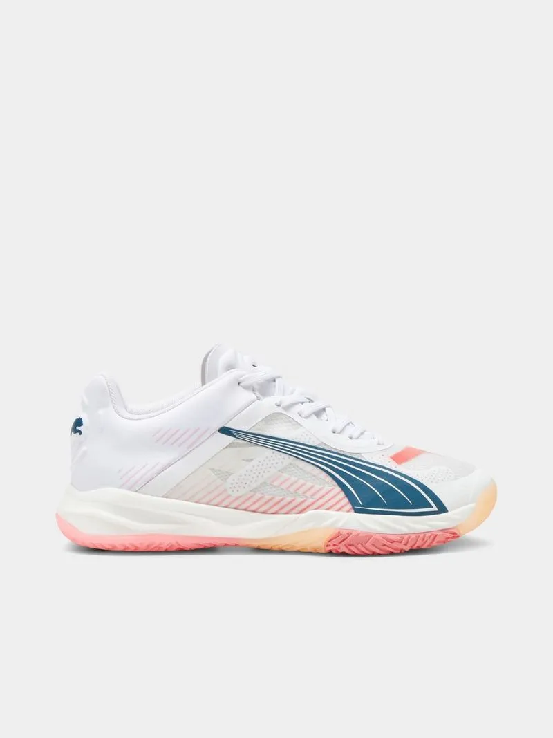 Womens Puma Accelerate Nitro SQD White/Peach Court Shoes