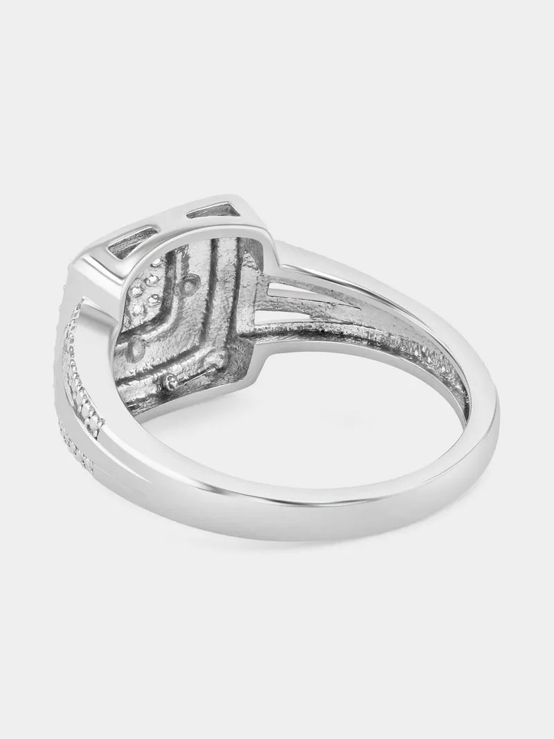 Yellow Gold & Sterling Silver Diamond Cushion Double Halo Ring
