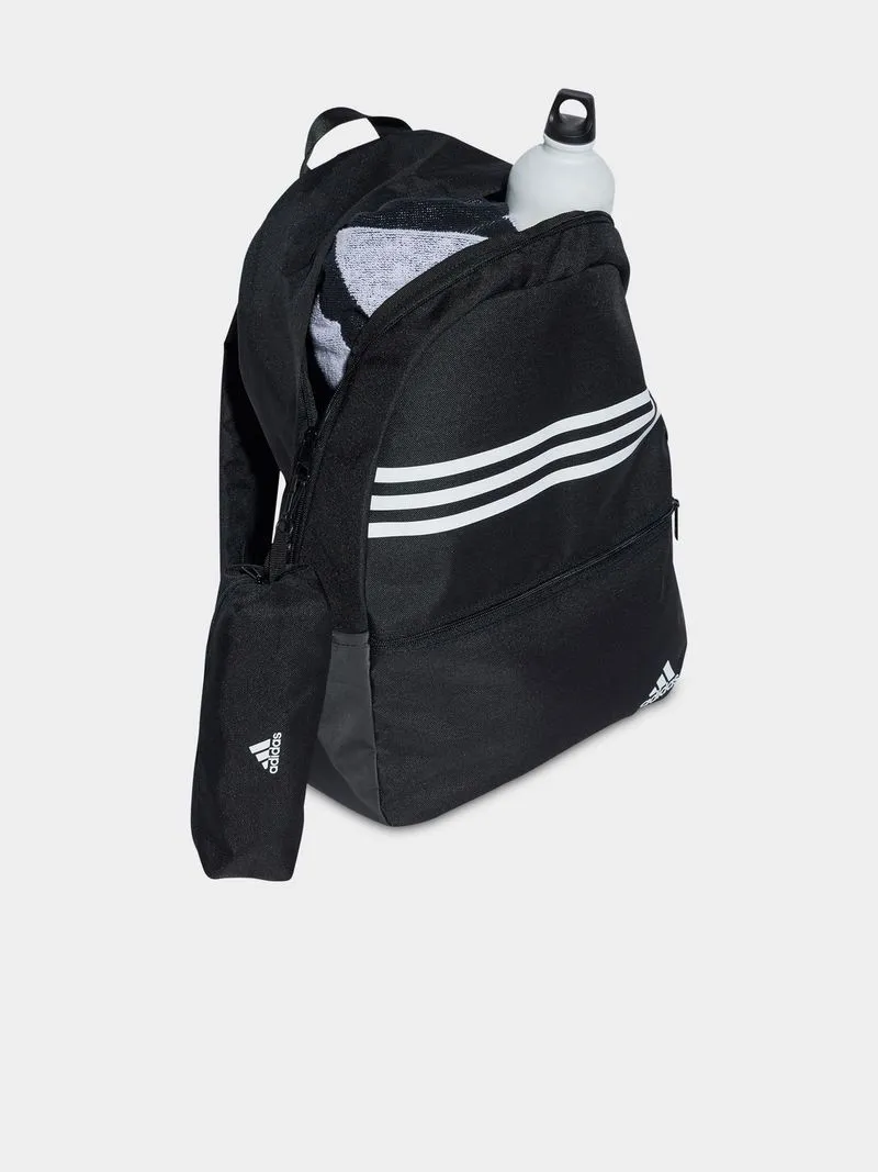 adidas Originals Unisex Horizontal 3 Stripes Pencil Black Backpack Set