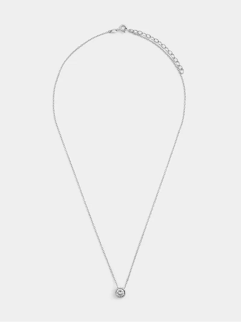 Cheté Sterling Silver Cubic Zirconia Round Bezel Pendant