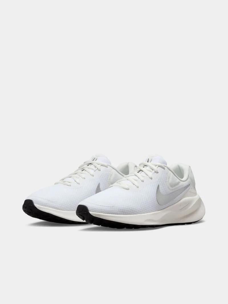 Womens Nike Revolution 7 White/Metallic Silver Running Shoes