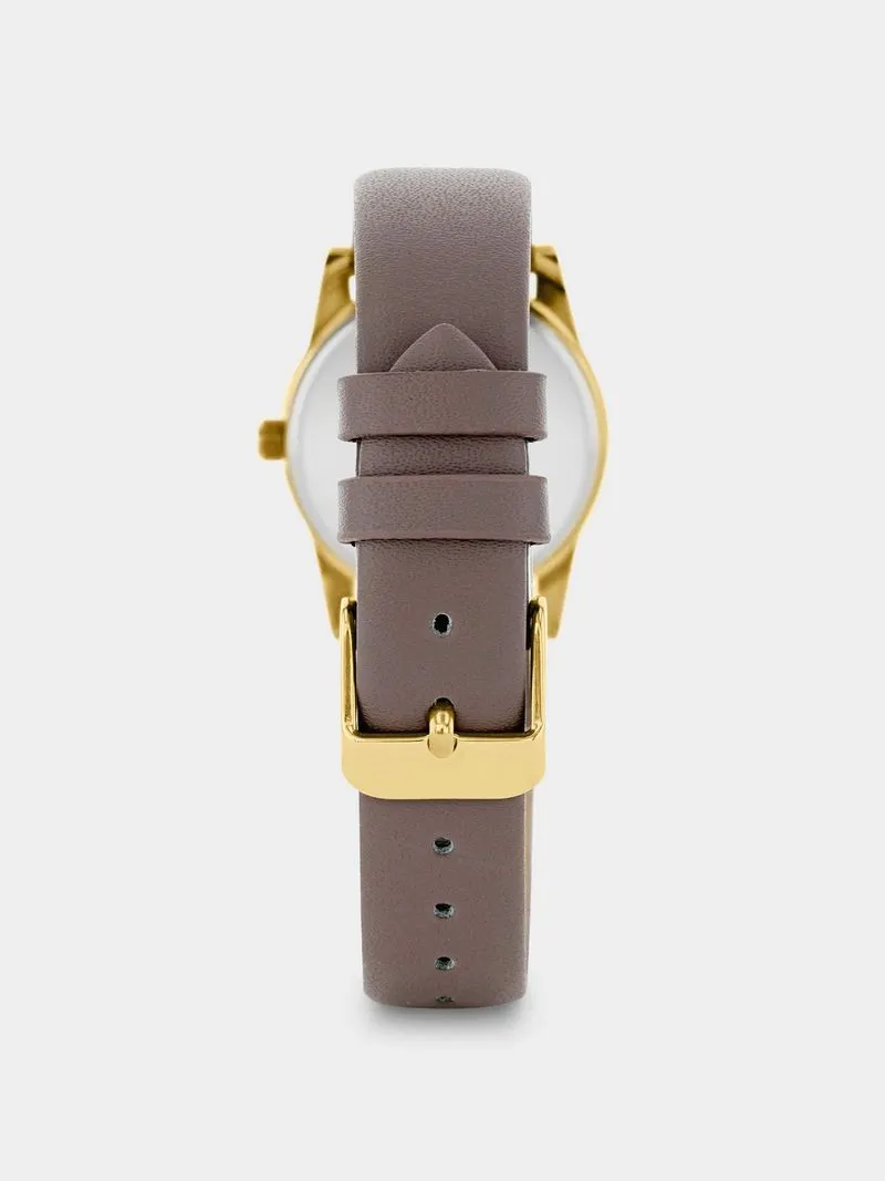 Tempo Women’s Gold Plated Taupe Dial Taupe Leather Watch