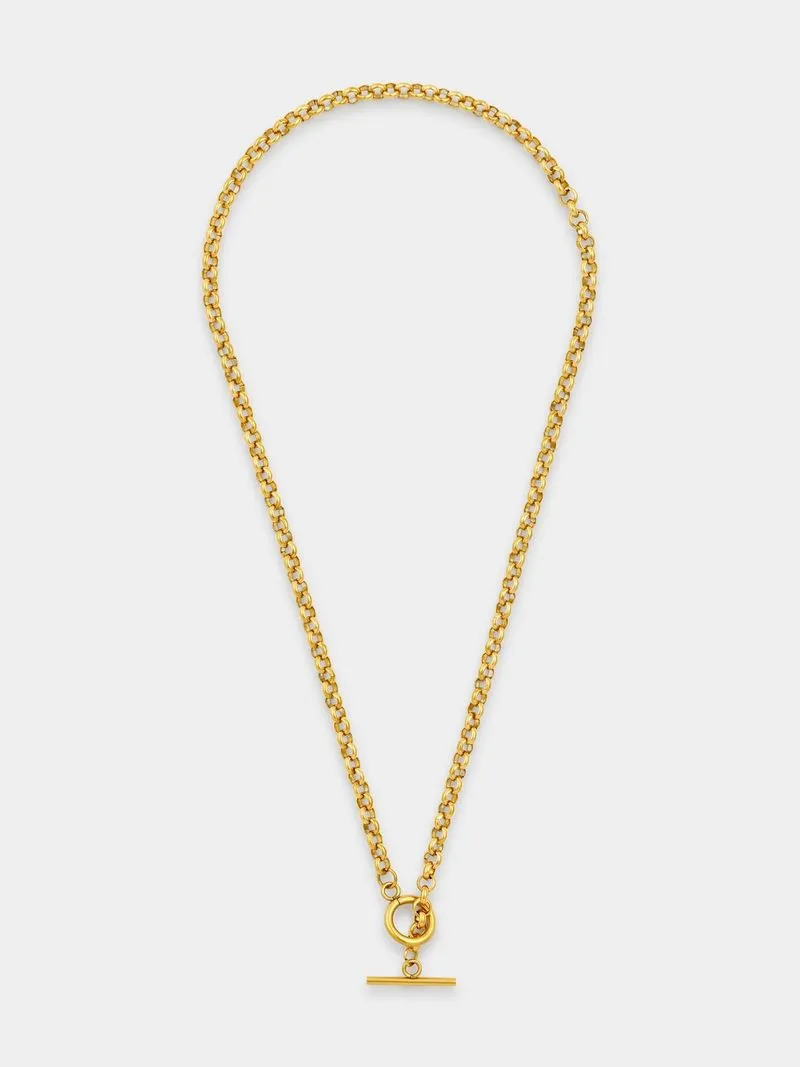Tempo Jewellery Gold Plated Stainless Steel T-Bar Rolo Chain