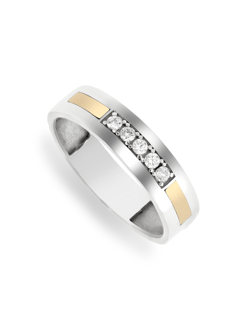 Yellow Gold & Sterling Silver 5 Cubic Zirconia stone Ring