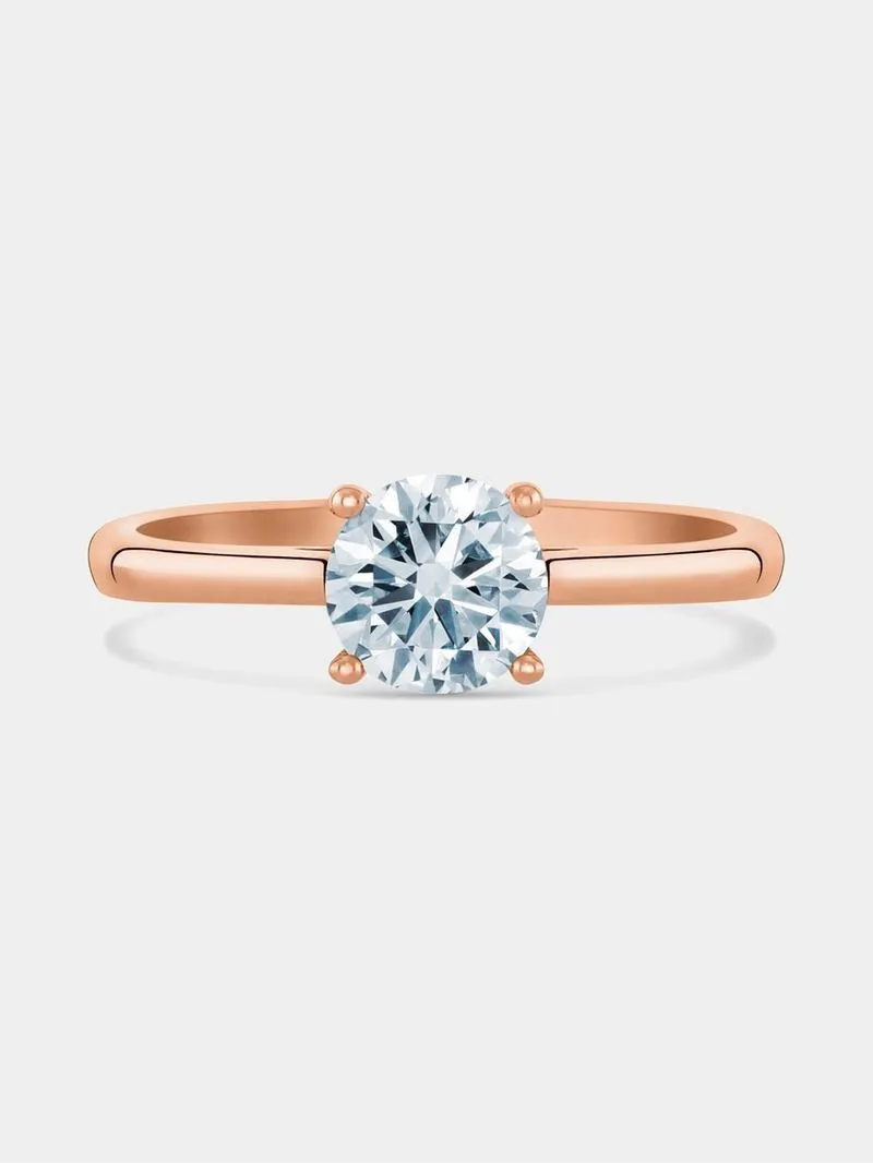 Rose Gold Aquamarine & Diamond Solitaire Ring