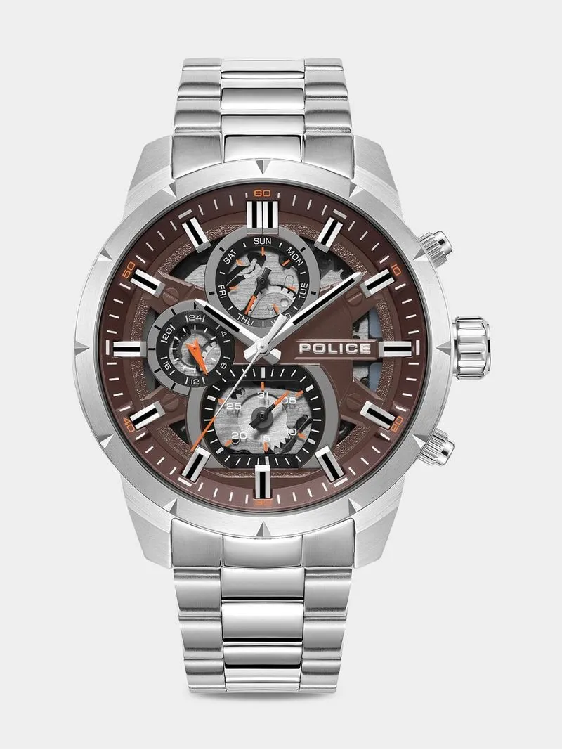 Police Neist Stainless Steel Translucent & Brown Dial Bracelet Watch