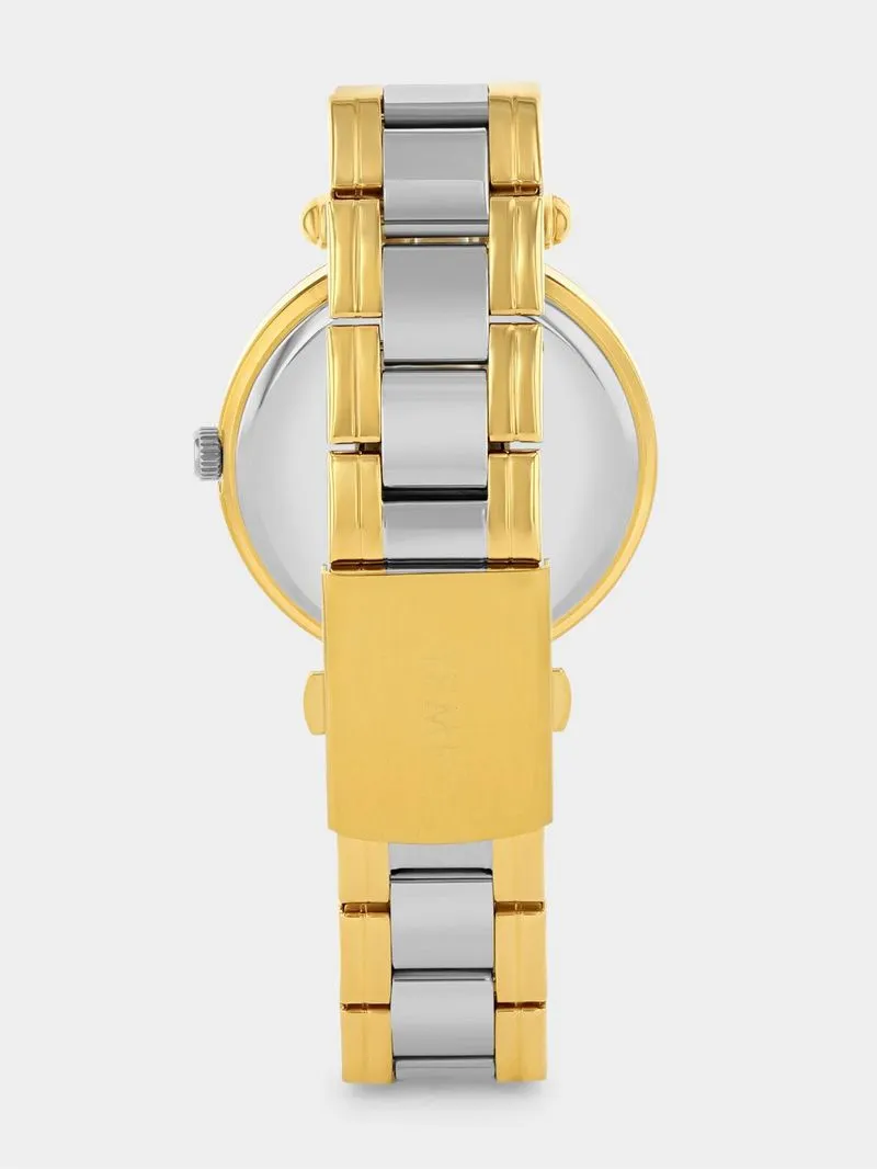 Tempo Timepiece Collection Gold Plated Silver Dial Two-Tone Bracelet Watch