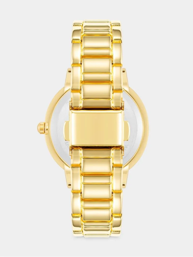 Anne Klein Gold Plated Black Dial Round Bracelet Watch