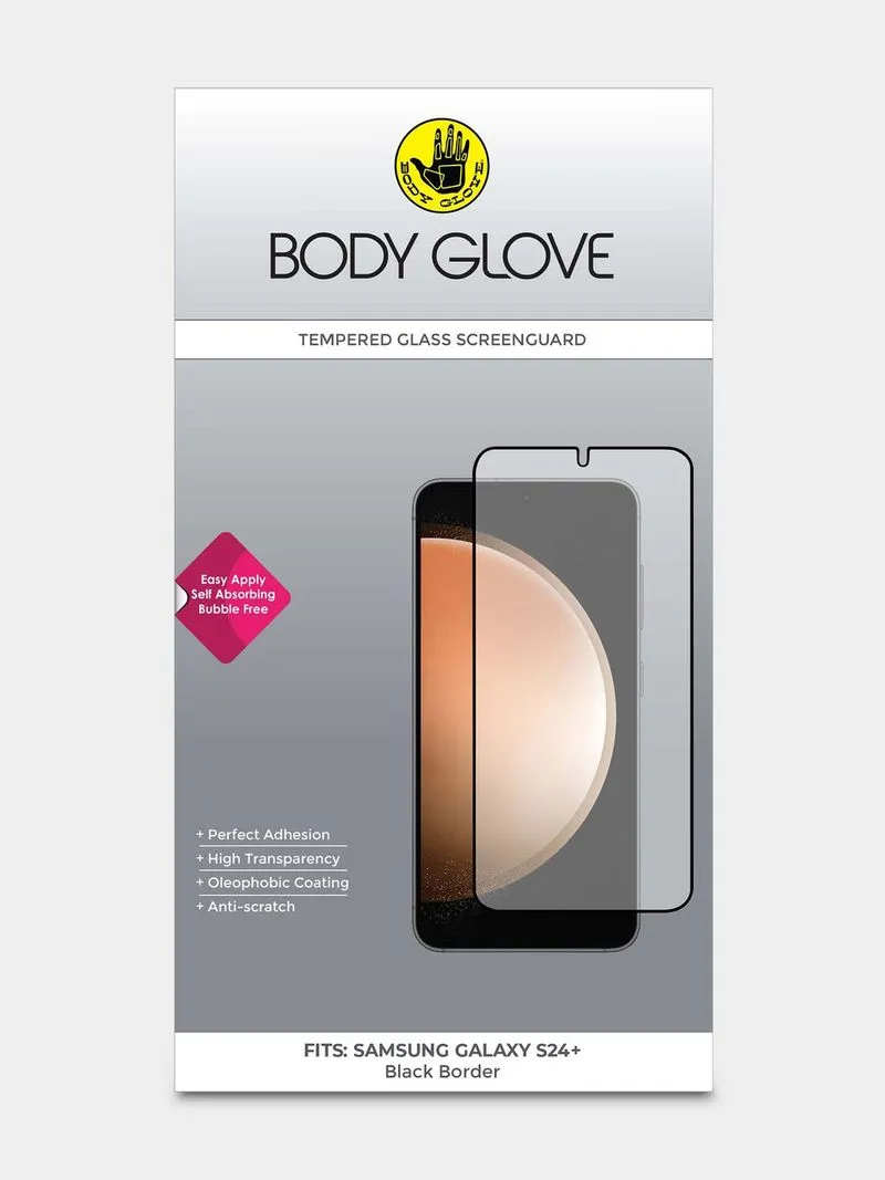 Body Glove Tempered Glass Screen Protector – Samsung Galaxy S24+ – Black Border