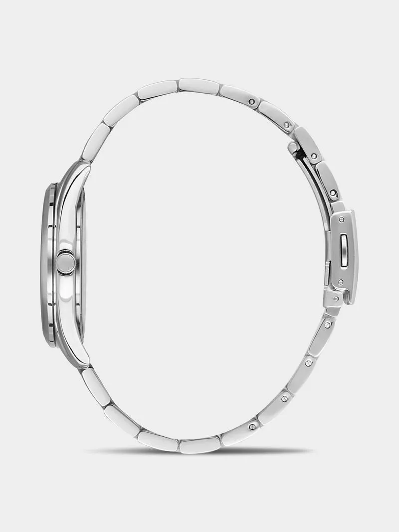 Daniel Klein Silver Plated Green Dial Stainless Steel Bracelet Watch