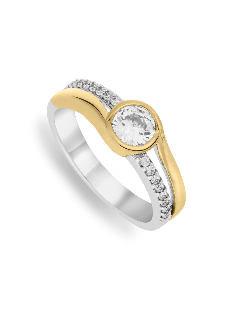 Cheté Sterling Silver & Cubic Zirconia Two-Tone Embrace Ring