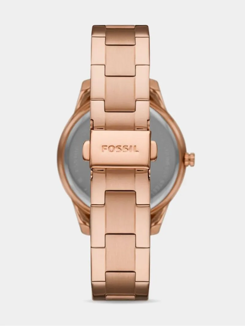 Fossil Ladies Stella Sport Rose & Brown Tone Multi-Dial Bracelet Watch