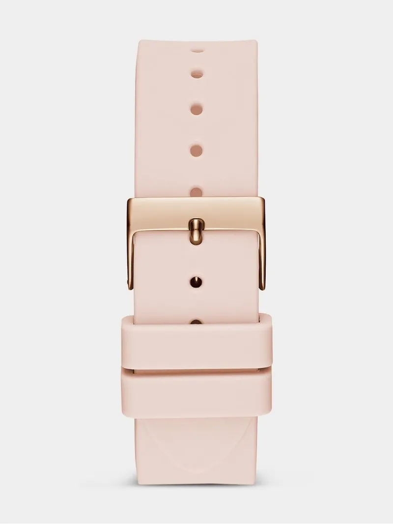 Guess Women's Zoom Rose Plated Nude Silicone Digital Watch