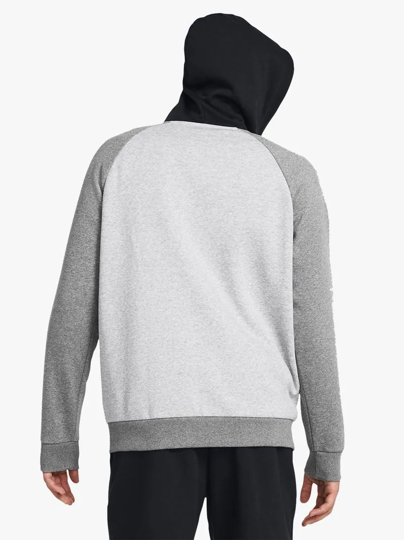 Mens Under Armour Rival Fleece Colourblock Grey/White/Black Full Zip Hoodie