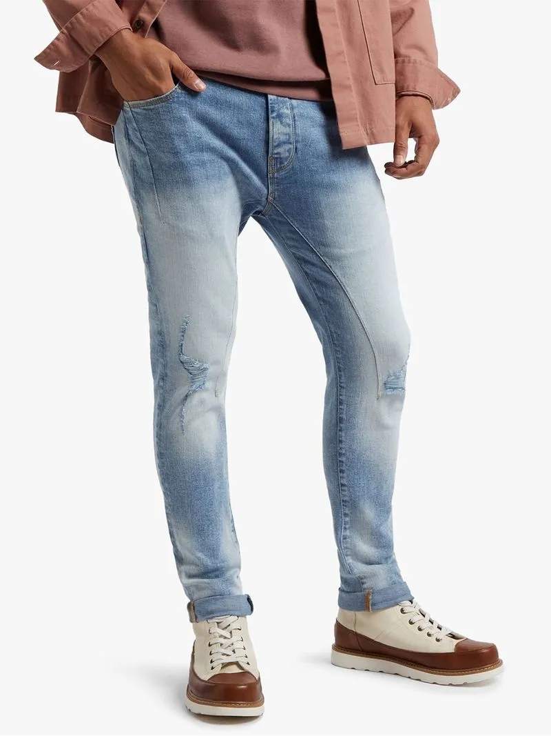Men's Relay Jeans Super Skinny Rip and Repair Light Blue Jean