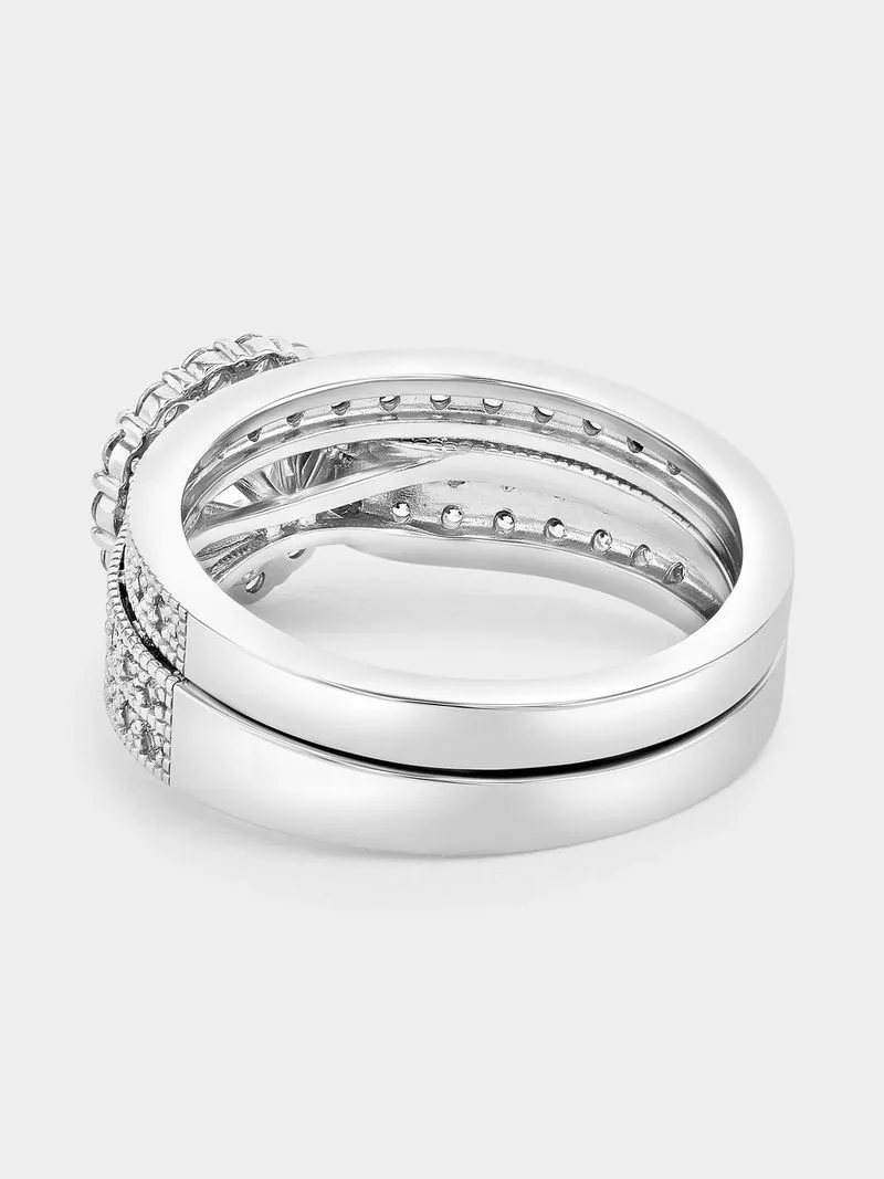 Sterling Silver Cubic Zirconia Round Halo Twinset Ring