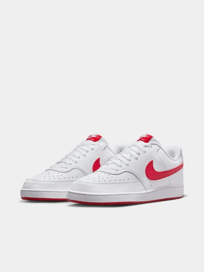 Mens Nike Court Vision Next Nature White/Red Low Sneakers