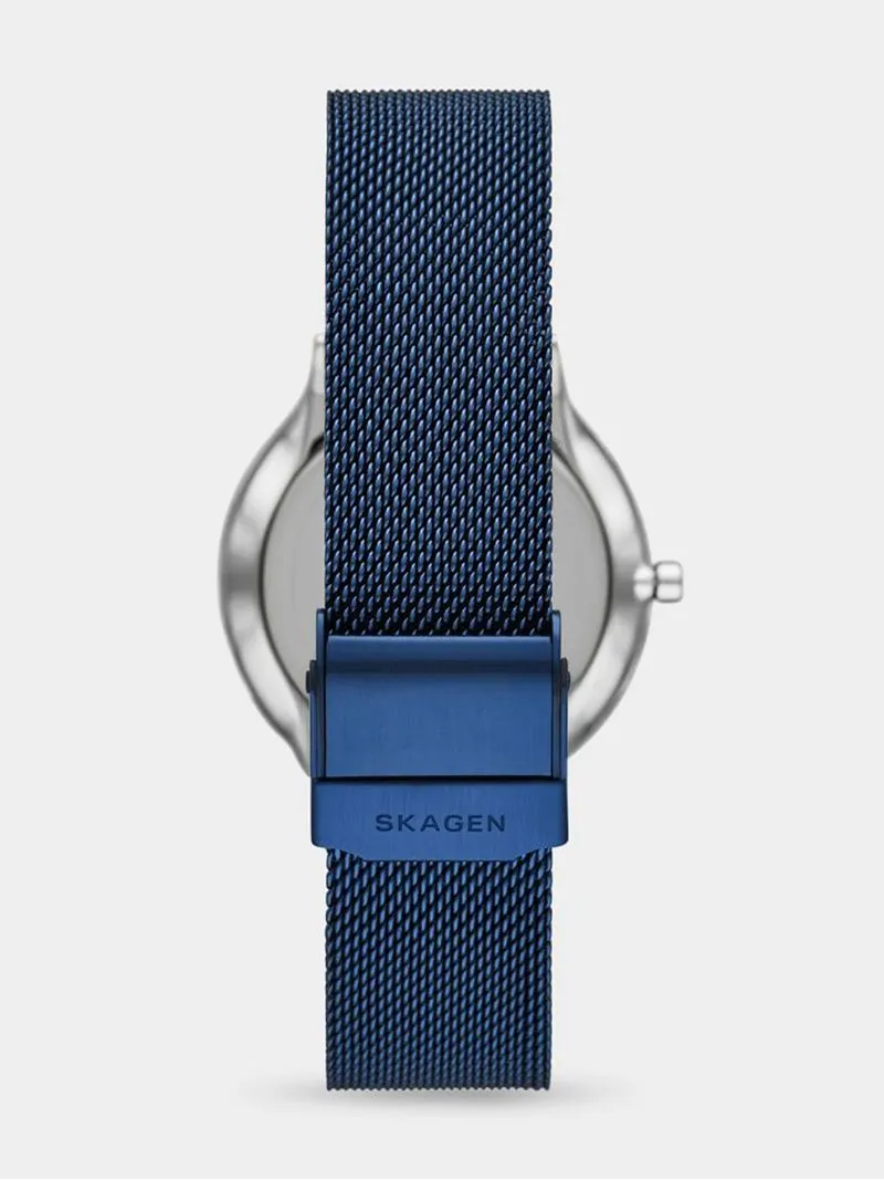 Skagen Women's Freja Blue & Silver Plated Stailess Steel Mesh Watch