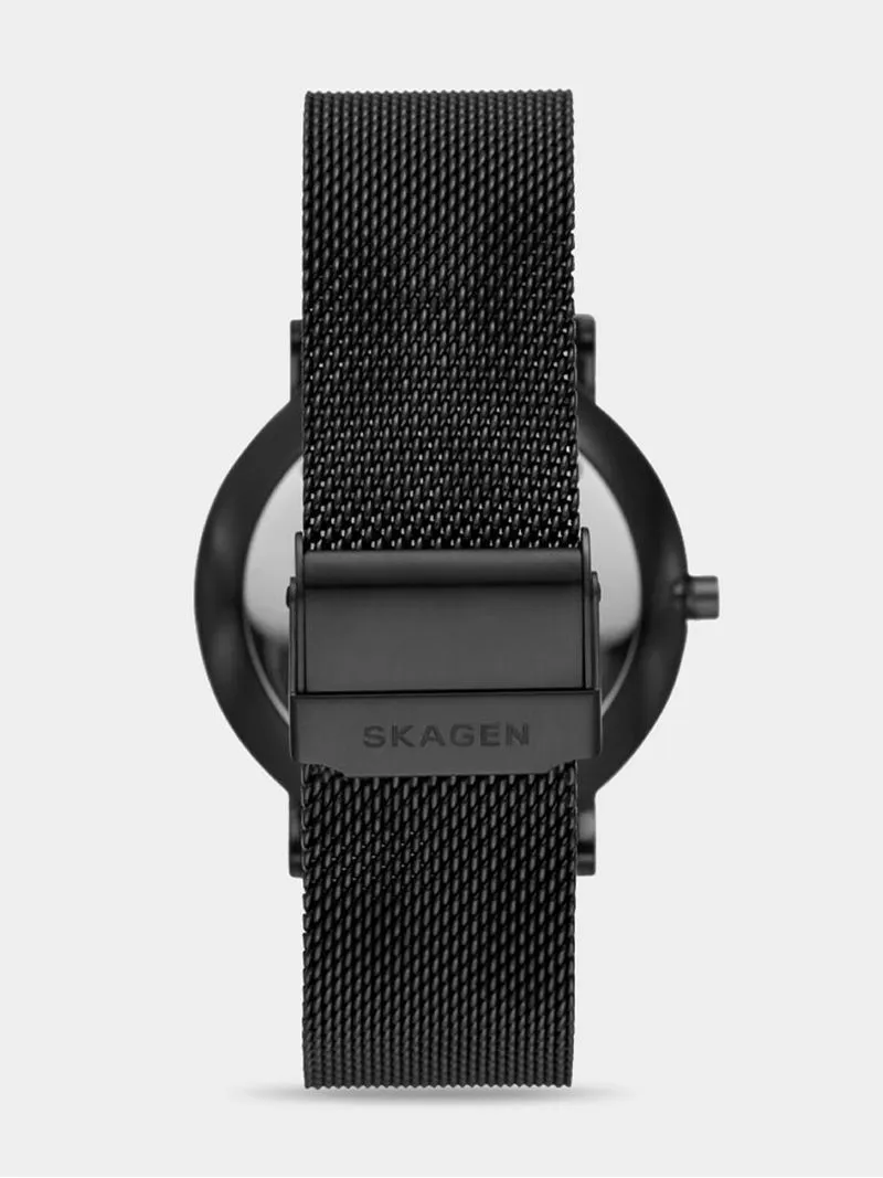 Skagen Men's Hagen Black Plated Stainless Steel Mesh Watch
