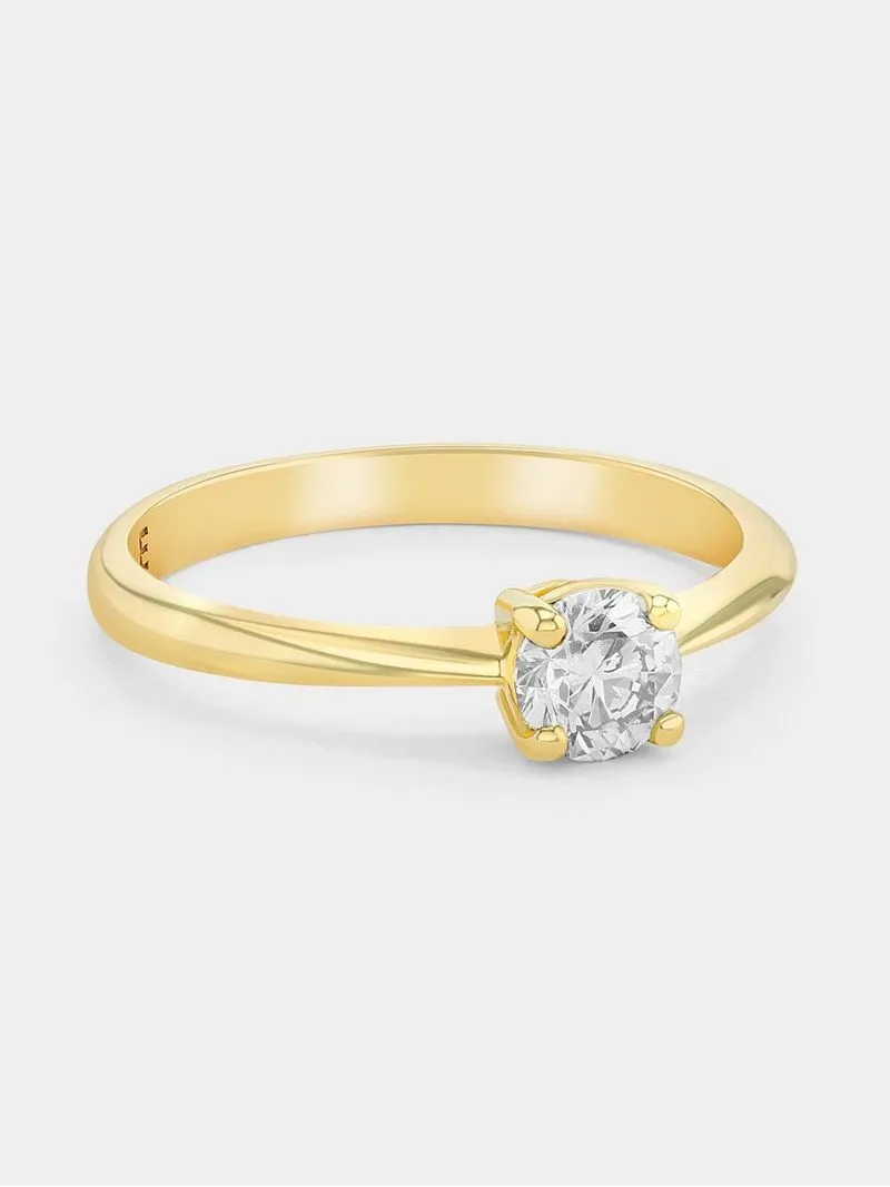 Yellow Gold 0.50ct Diamond 4-Claw Solitaire Ring
