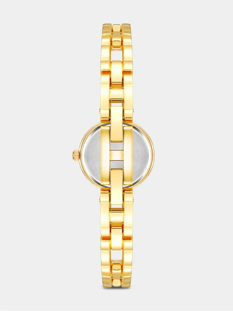 Anne Klein Gold Plated Embellished Bracelet Watch