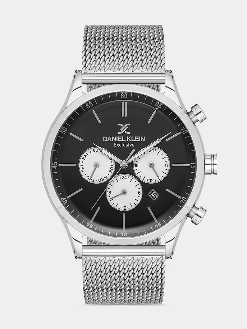 Daniel Klein Silver Plated Chronographic Mesh Watch