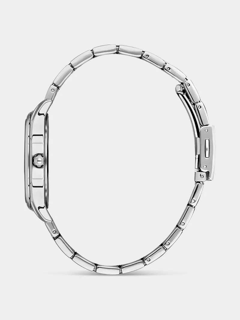 Daniel Klein Silver Plated Black Dial Stainless Steel Bracelet Watch