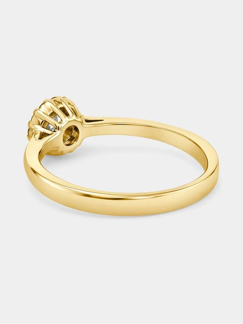 Yellow Gold 0.25ct Diamond Solitaire Halo Ring