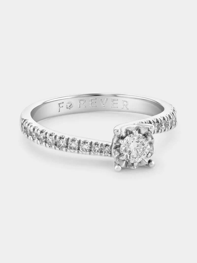 White Gold 0.44ct Diamond Illusion Solitaire Wrap Over Ring