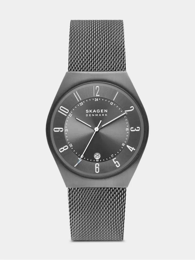 Skagen Men's Grenen Gunmetal Plated Analogue Mesh Watch