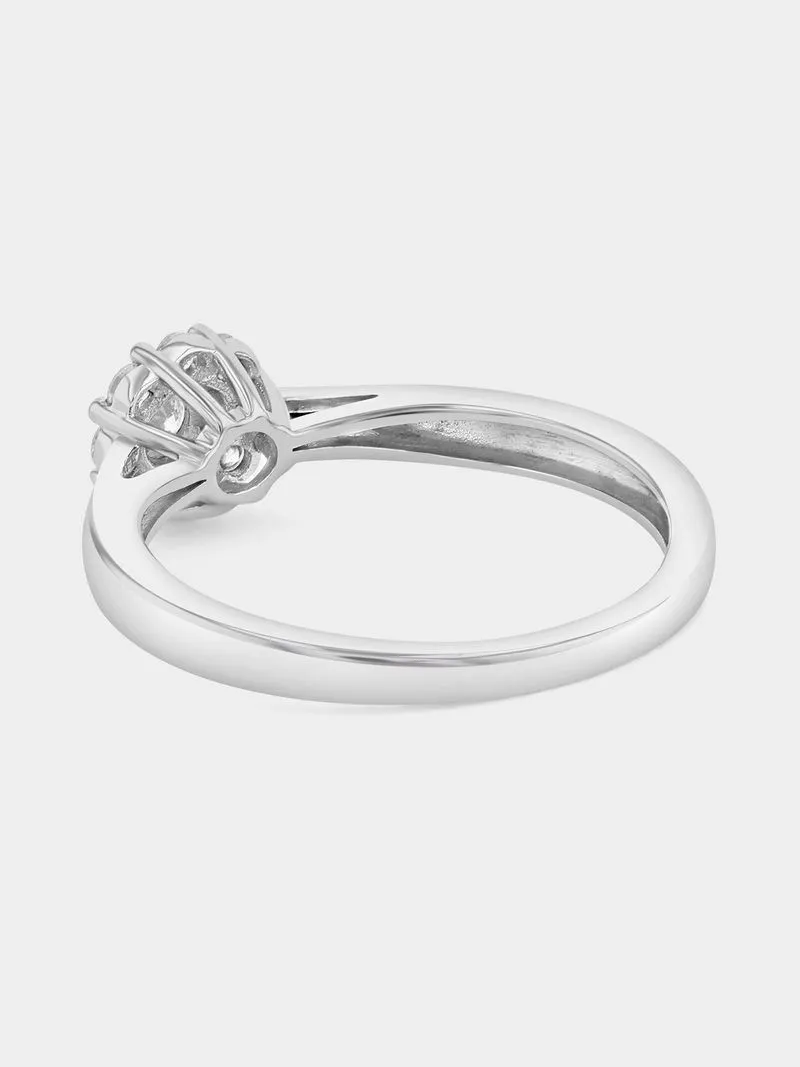 Sterling Silver Lab Grown Diamond Mini Cluster Ring