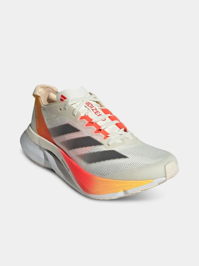 Womens adidas Adizero Boston 12 Ivory/Iron/Red Running Shoes
