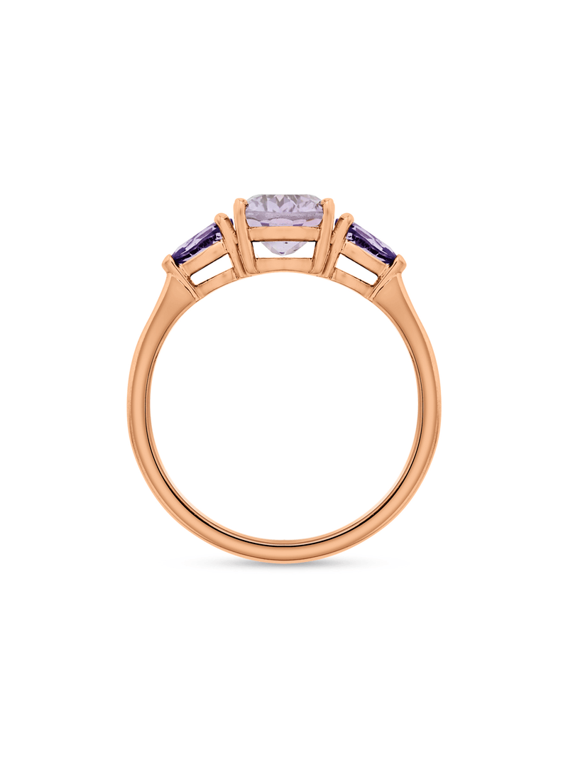 Rose Gold Amethyst & Iolite Trilogy Women’s Ring